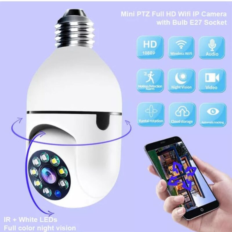 Ampul Kamera 360 Panoramik Gece Görüşlü Wifi