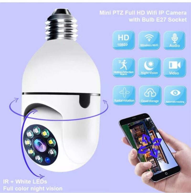 Ampul Kamera 360 Panoramik Gece Görüşlü Wifi