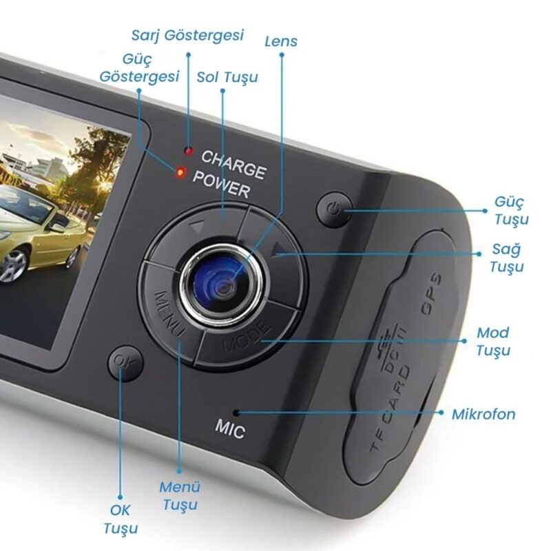 ÇİFT KAMERALI GPS DESTEKLİ ARAÇ İÇİ DVR KAMERA SET - Görsel 3
