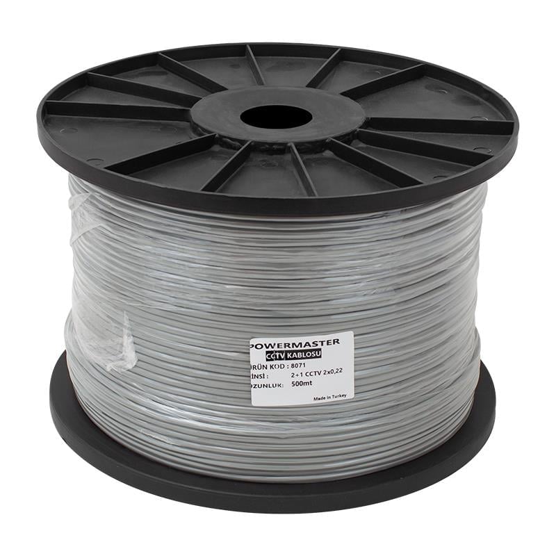 Powermaster 2+1 Gri 0.22 Mm CCTV Kamera Kablosu 500 Metre